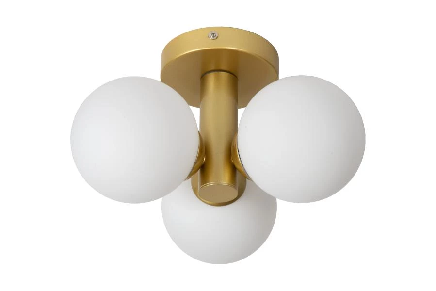 Lucide TRUDY - Flush ceiling light Bathroom - Ø 28 cm - 3xG9 - IP44 - Matt Gold / Brass - turned off